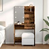 vidaXL toaletni stol s LED-om staro drvo 74,5x40x141 cm | shoptok.hr