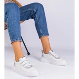 Gemre White women's velcro sneakers with glitter Kasabella | Shoptok.si