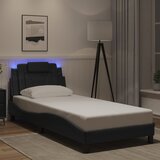 Maison Chic Posteljni okvir - Enojna postelja - Postelja za odrasle z LED lučkami črn 80x200 cm umetno usnje, (21697009) | Shoptok.si