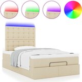 vidaXL Otomanski posteljni okvir z vzmetnico krem 120x190 cm blago, (21611171) | Shoptok.si
