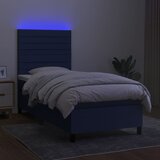 Krevet box spring s madracem LED plavi 90x200 cm od tkanine | Eponuda.com