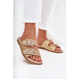 Boto Shiny embellished flip flops with buckles on flat heel gold Tovira | ePonuda.com