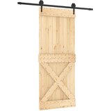  Klizna vrata Prirodna i crna 85 x 210 cm Čvrsta borovina | shoptok.hr
