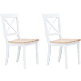 Maison Chic Jedilni stoli - Vzorci stoli 2 kosa beli in naravni trdni kavčukovec A201, (22032032) | Shoptok.si