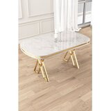 Hanah home trpezarijski sto Lai, 168 × 90 cm, ploča u dekoru belog mermera, zlatne noge | Eponuda.com