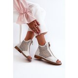 Zazoo White Leather Laced Sandals with Zip 977/L | shoptok.hr