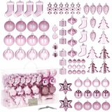  Set Božićnih Kuglica za Ukrasiti Božićno Drvce, 77 komada, Ružičaste | shoptok.hr