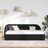  Kutni okvir kreveta s uzglavljem Crna 90 cm x 190 cm tkanina | shoptok.hr