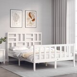 Maison Chic Posteljni okvir - Dvoposteljna postelja - Zakonska postelja z vzglavjem bel trden les-J15696, (21763552) | Shoptok.si