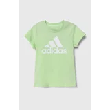 Adidas Otroška bombažna kratka majica zelena barva