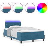 vidaXL Postelja z vzmetnico in LED osvetlitvijo Temno modra 120x200 cm Žamet, (22050356) | Shoptok.si