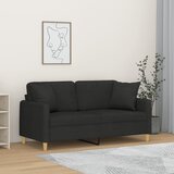 vidaXL Kavč dvosed z blazinami črn 140 cm blago Cene