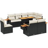 Maison Chic Seti vrtnega pohištva - Vrtna garnitura - Vrtni pohištvo set 9-delna z blazinami črn poli ratan, (21804268) | Shoptok.si