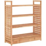 vidaXL regal za čevlje s predalom 70x27x81 cm trdna orehovina | Shoptok.si