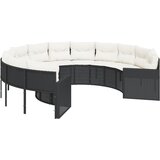 The Living Store Vrtna sofa s jastucima okrugla crna od poliratana | shoptok.hr