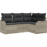 vidaXL 4-delni set vrtnika z blazinami svetlo sivi poli ratan | Shoptok.si