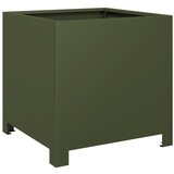 Maison Chic Vrtno korito - Greda - Cvetlični Lonec olivno zelena 40x40x40 cm jeklo, (21789748) | Shoptok.si