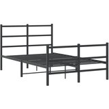  The Living Store Kovinski posteljni okvir z vzglavjem in vznožjem črn 120x200 cm - Posteljni Okvir, (21524493) | Shoptok.si