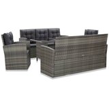  5-dijelni vrtni blagovaonski set od poliratana s jastucima sivi | shoptok.hr