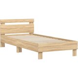 vidaXL Posteljni okvir z vzglavjem in LED sonoma hrast 90x200 cm | Shoptok.si