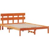 vidaXL Posteljni okvir z vzglavjem Vosek rjav 140x200 cm Trd les bor | Shoptok.si