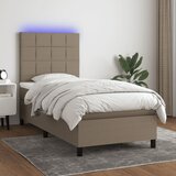 Krevet box spring s madracem LED smeđesivi 80 x 200 cm tkanina | shoptok.hr