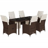  7-dijelni vrtni bistro set od poliratana s jastucima smeđi | shoptok.hr