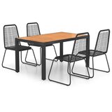  Vrtna garnitura - 5-dijelni vrtni blagovaonski set od PVC ratana crno-smeđi - Crna i smeđa Dužina stola 150 cm 4 | shoptok.hr