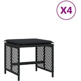  Vrtni stolci s jastucima 4 kom crni 41x41x36 cm od poliratana | shoptok.hr