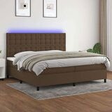  Krevet box spring s madracem LED tamnosmeđi 200x200 cm tkanina | shoptok.hr