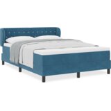 vidaXL Postelja z vzmetnico v temno modri barvi 160x200 cm iz žameta | Shoptok.si