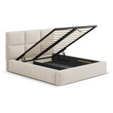 Windsor & Co Sofas Bež oblazinjena zakonska postelja s prostorom za shranjevanje z letvenim dnom 160x200 cm Libera – | Shoptok.si