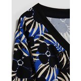 Marisse Patterned V-Neck Blouse, Black | Shoptok.si
