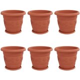  Saksije za biljke 6 pcs Crvena cigla Ø 26 x 21.5 cm Plastika | shoptok.hr