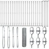 vidaXL heksagonalna ograda 0,5x50 m galvanizirani čelik, stupovi ograde s osnovnim pločama 13 kom Ø32mm 70cm galvanizirani čelik | shoptok.hr