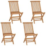  5-dijelni sklopivi vrtni bistro set Prirodna - Okruglo 4 sjedala Bez naslona za ruke | shoptok.hr