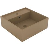 Luksuzni četvrtasti umivaonik mat krem 41 x 41 cm keramički | shoptok.hr