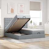 Maison Chic Otomanski Posteljni okvir - Dvoposteljna postelja - Zakonska postelja z vzmetnicami siv 160x200 cm blago-J1110, (21760362) | Shoptok.si