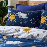 Their Nibs Bela/modra bombažna posteljnina za zakonsko posteljo 200x200 cm Disco Space – | Shoptok.si