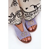 Boto Women's Sandals With Decoration On Flat Blue Heel Eco Suede Beige Ralisses | Shoptok.si