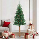  Tanko božićno drvce s pravim drvom i šiškama zeleno 180 cm PVC | shoptok.hr
