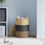  Košara za pohranu s poklopcem crna i bež Ø 37 x 50 cm pamučna | shoptok.hr