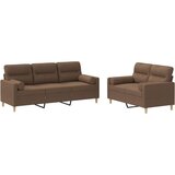  2-dijelni set sofa s jastucima smeđi od tkanine | shoptok.hr