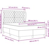 vidaXL Postelja s vzmetnico Črna 140x200 cm Žamet | Shoptok.si