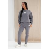 Trendyol Anthracite More Sustainable Fleece Interior Straight Fit Patchwork Knitted Sweatpants | shoptok.hr