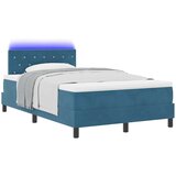 vidaXL Postelja z vzmetnico in LED osvetlitvijo Temno modra 120x200 cm Žamet, (22050356) | Shoptok.si