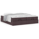 vidaXL Otomanski posteljni okvir z vzmetnicami rjav 200x200 cm blago Cene
