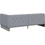 VidaXL Kotna postelja z vzglavjem Svetlo siva 90 x 200 cm blago Slike