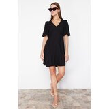 Trendyol Black Skirt Flounced Balloon Sleeve Woven Dress Cene