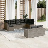 Maison Chic Seti vrtnega pohištva - Vrtna garnitura - Vrtni pohištvo set 9-delna z blazinami siv poli ratan, (21807314) | Shoptok.si